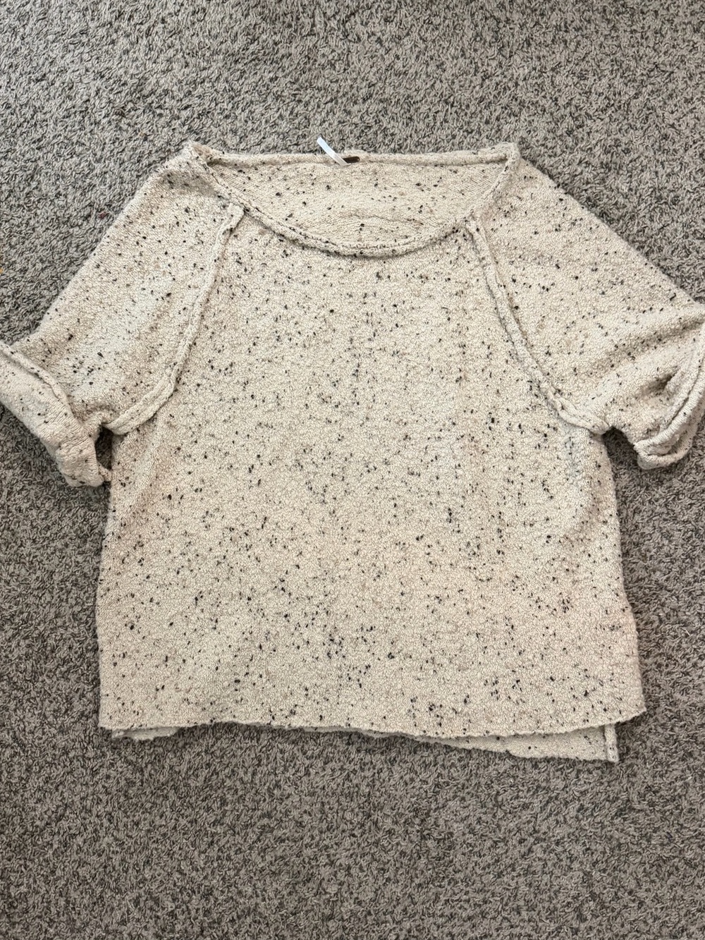 Free People Cream Marsala Oversized Tweed Wool Blend Size Medium